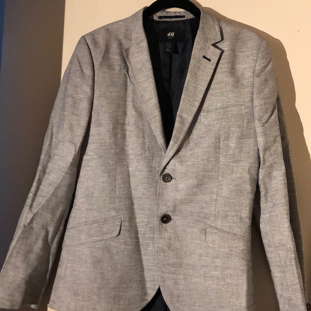 H&M Androgynous Gray/Navy Woven Blazer